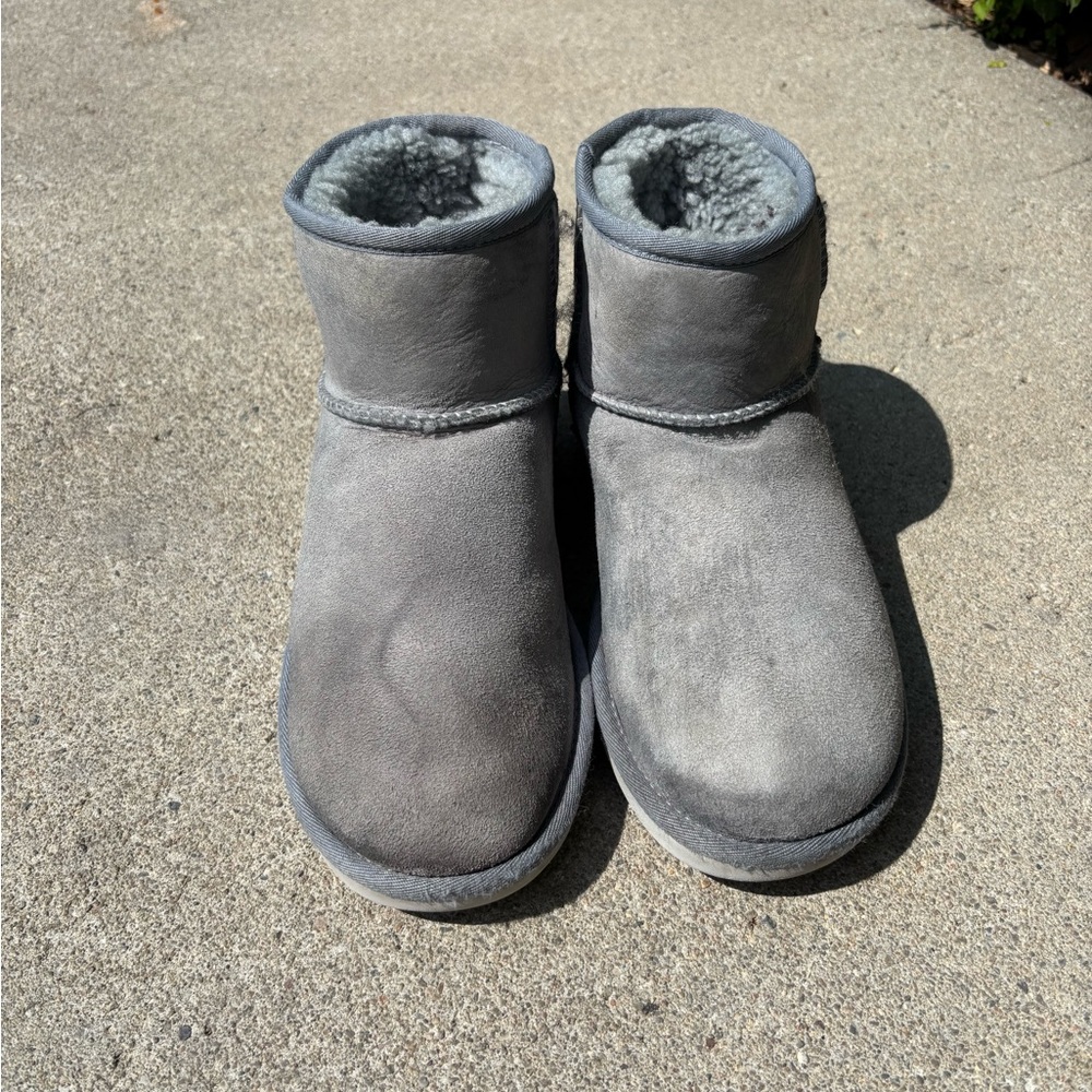Gray Shearling Lined Ankle Boots - image 1